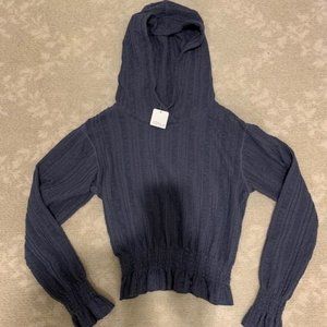 NWT FREE PEOPLE Birdie Hoodie Ruffle FP Beach Top  - Smoke Color - NEW!